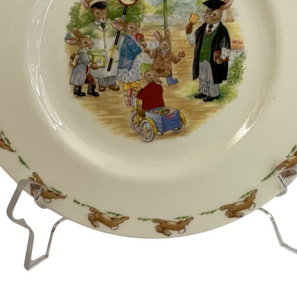 Bunnykins Salad Plate Royal Doulton Dish Bunnies School Gates 8in Tableware VTG - Picture 8 of 11